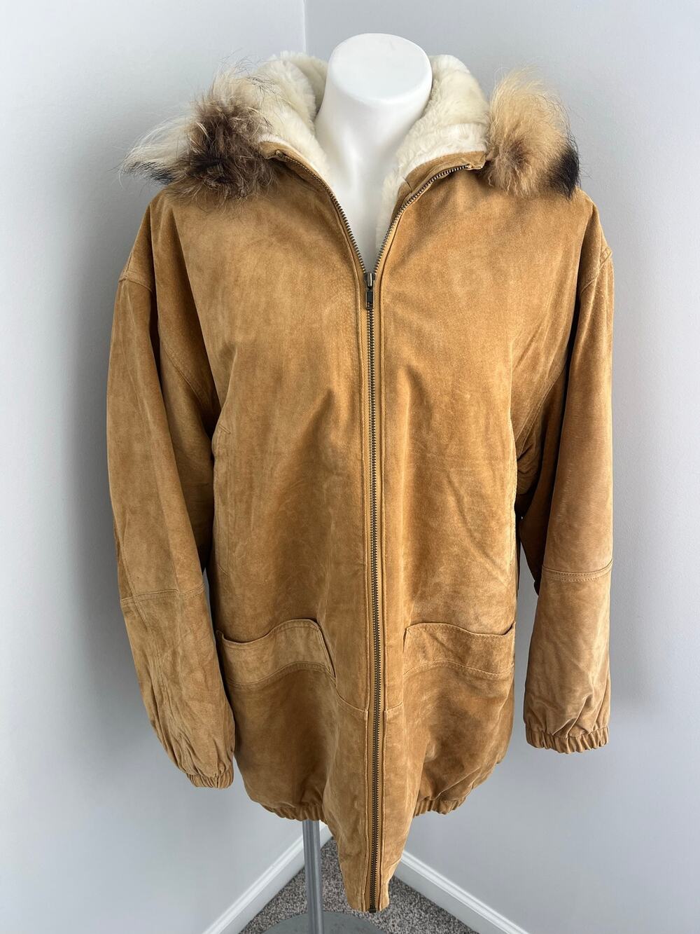 Compositions 100% Leather Faux Fur Lined Jacket Large